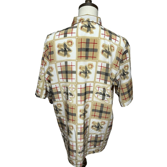 Southpole Shirt Mens Large Tan Red Loop Collar Hip Hop Y2K Button Up Streetwear - Picture 2 of 8